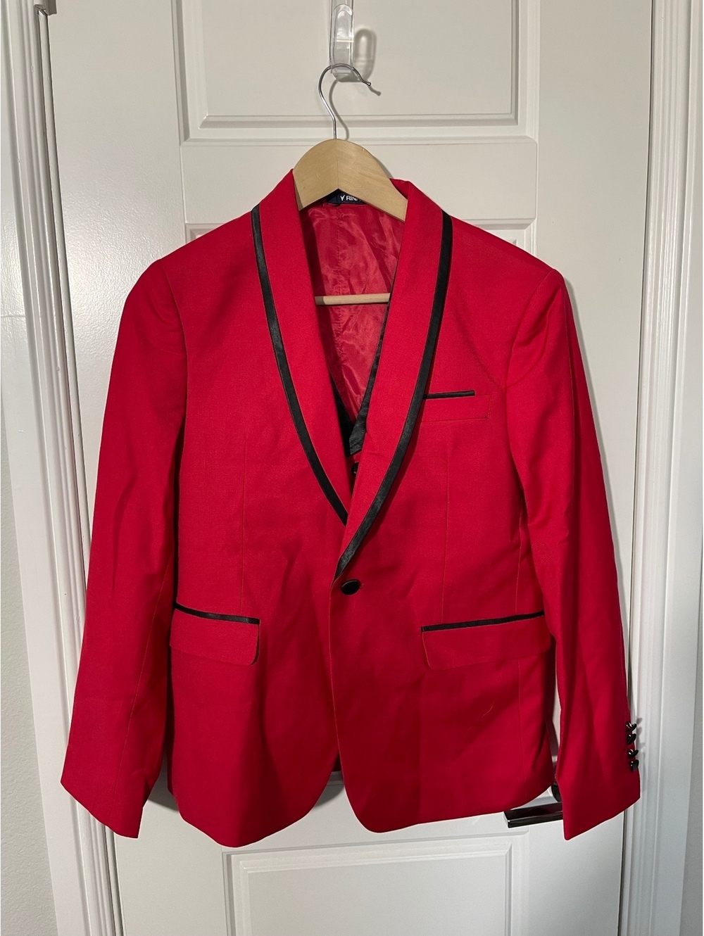 Boys Suits for Kids Size 14 Red Shawl Lapel 3 Pieces K143